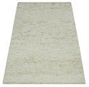 Ivory and Brown Contemporary Abstract Hand Tufted Natural Wool Area Rug by The Rug Decor