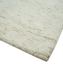 Ivory and Brown Contemporary Abstract Hand Tufted Natural Wool Area Rug by The Rug Decor