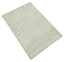 Ivory and Brown Contemporary Abstract Hand Tufted Natural Wool Area Rug by The Rug Decor