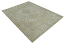 Ivory and Brown distressed finished Traditional Floral Low Pile Multi Size wool Area Rug