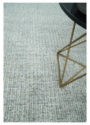 Ivory and Charcoal Traditional Abstract Hand Knotted 8x10 Wool Area Rug by The Rug Decor