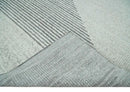 Ivory and Charcoal Traditional Stripes Hand Knotted 8x10 Wool Area Rug by The Rug Decor