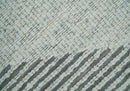 Ivory and Charcoal Traditional Stripes Hand Knotted 8x10 Wool Area Rug by The Rug Decor