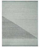 Ivory and Charcoal Traditional Stripes Hand Knotted 8x10 Wool Area Rug by The Rug Decor