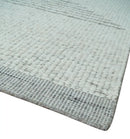 Ivory and Charcoal Traditional Stripes Hand Knotted 8x10 Wool Area Rug by The Rug Decor