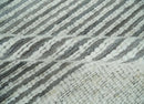 Ivory and Charcoal Traditional Stripes Hand Knotted 8x10 Wool Area Rug by The Rug Decor