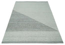 Ivory and Charcoal Traditional Stripes Hand Knotted 8x10 Wool Area Rug by The Rug Decor