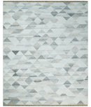 Handwoven Ivory and Gray Tribal Boho Kilim Area Rug Lightweight Flatweave Wool Blend