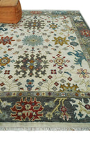Wool Oushak Area Rug - Ivory and Gray Hand-Knotted Custom Made by The Rug Decor