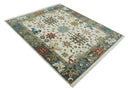 Wool Oushak Area Rug - Ivory and Gray Hand-Knotted Custom Made by The Rug Decor