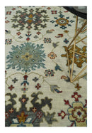 Wool Oushak Area Rug - Ivory and Gray Hand-Knotted Custom Made by The Rug Decor