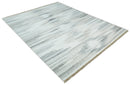 Ivory and Silver fine Wool and Viscose Kilim Rug
