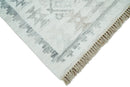 Ivory and Gray Modern Geometrical Hand Woven Wool Rug