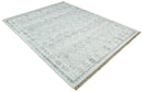 Wool Viscose Blend Hand Woven Area Rug - Ivory Gray Modern Geometric