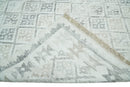 Ivory and Gray Modern Geometrical Hand Woven Wool Rug