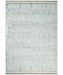 Ivory and Gray Modern Geometrical Hand Woven Wool Rug