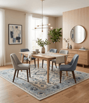 Ivory and Light Blue Wool Area Rug - Hand Knotted Traditional