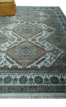 Ivory and Olive 8x10 Hand Knotted Traditional Design wool area rug by The Rug Decor