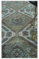 Ivory and Olive 8x10 Hand Knotted Traditional Design wool area rug by The Rug Decor