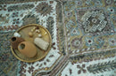 Ivory and Olive 8x10 Hand Knotted Traditional Design wool area rug by The Rug Decor