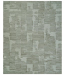 Ivory and Olive Modern Stripes Design Hand Tufted 8x10 wool Area Rug, Kids, Living Room and Bedroom Rug