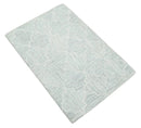 Ivory and Silver Modern Geometric Hand Tufted Natural Wool Area Rug by The Rug Decor