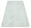 Ivory and Silver Modern Geometric Hand Tufted Natural Wool Area Rug by The Rug Decor