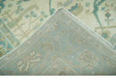 Ivory and Teal Hand Knotted 6x9 Traditional Oriental Oushak wool rug