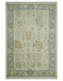 Ivory, Beige and Gray 8x10, 6x9, 4x6 Hand Knotted Traditional Persian Oushak Wool Rug | AC4