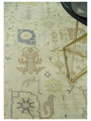 Ivory, Beige and Gray 8x10, 6x9, 4x6 Hand Knotted Traditional Persian Oushak Wool Rug | AC4