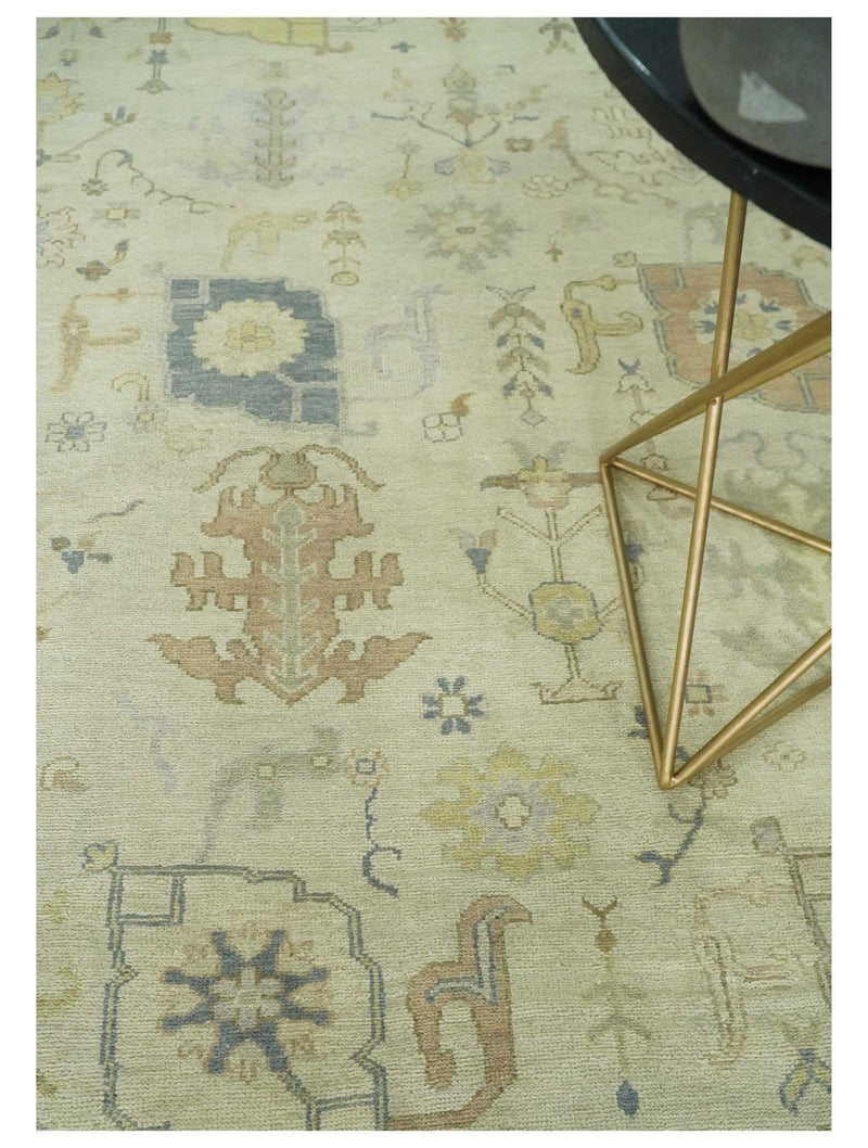 Ivory, Beige and Gray 8x10, 6x9, 4x6 Hand Knotted Traditional Persian Oushak Wool Rug | AC4