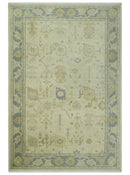 Ivory, Beige and Gray 8x10, 6x9, 4x6 Hand Knotted Traditional Persian Oushak Wool Rug | AC4