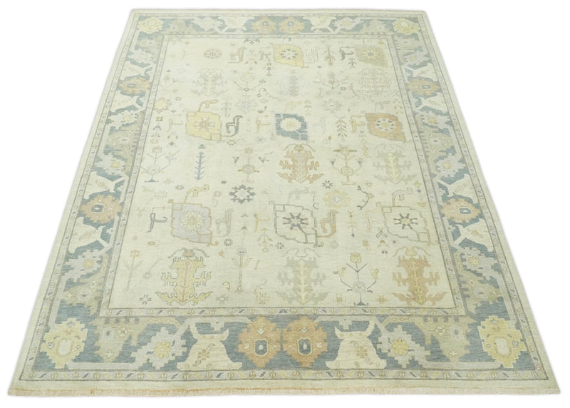 Ivory, Beige and Gray 8x10, 6x9, 4x6 Hand Knotted Traditional Persian Oushak Wool Rug | AC4
