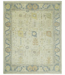 Ivory, Beige and Gray 8x10, 6x9, 4x6 Hand Knotted Traditional Persian Oushak Wool Rug | AC4