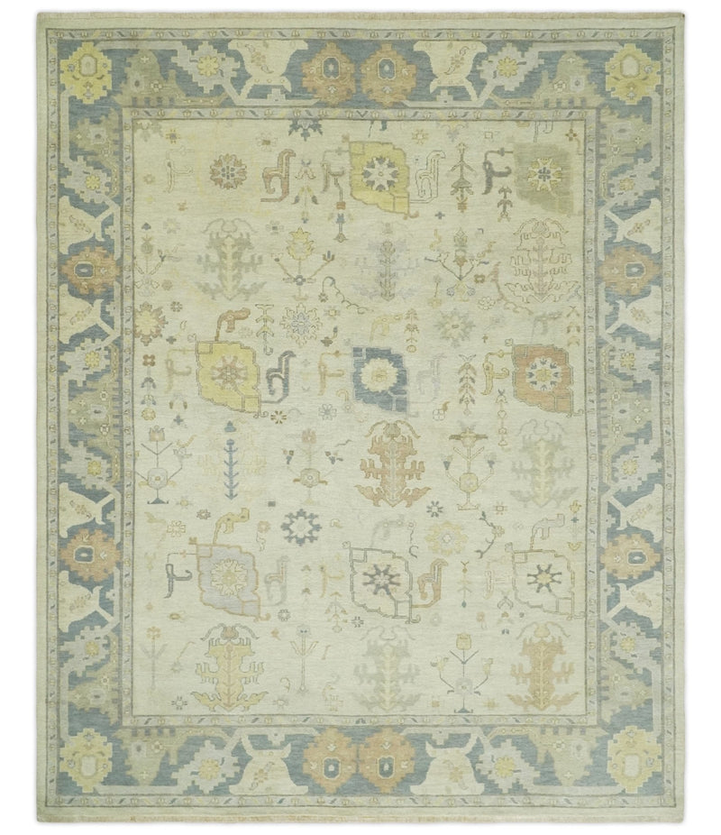 Ivory, Beige and Gray 8x10, 6x9, 4x6 Hand Knotted Traditional Persian Oushak Wool Rug | AC4