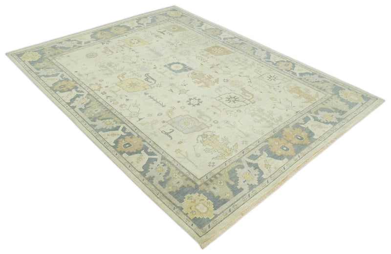 Ivory, Beige and Gray 8x10, 6x9, 4x6 Hand Knotted Traditional Persian Oushak Wool Rug | AC4