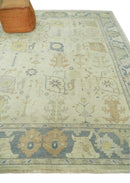 Ivory, Beige and Gray 8x10, 6x9, 4x6 Hand Knotted Traditional Persian Oushak Wool Rug | AC4