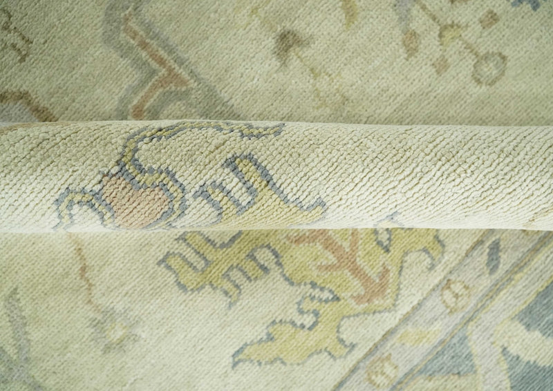 Ivory, Beige and Gray 8x10, 6x9, 4x6 Hand Knotted Traditional Persian Oushak Wool Rug | AC4