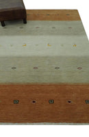 Ivory, Beige and Rust Geometrical stripes Design Hand loom 4.6x6.6 wool Area Rug by The Rug Decor