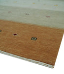 Ivory, Beige and Rust Geometrical stripes Design Hand loom 4.6x6.6 wool Area Rug by The Rug Decor
