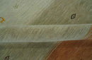 Ivory, Beige and Rust Geometrical stripes Design Hand loom 4.6x6.6 wool Area Rug by The Rug Decor