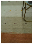 Ivory, Beige and Rust Geometrical stripes Design Hand loom 4.6x6.6 wool Area Rug by The Rug Decor