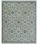 Ivory, Blue and Beige Hand knotted Traditional Large Design Multi Size wool Area Rug