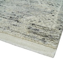 Ivory, Charcoal and Beige 8x10 hand knotted Geometrical wool Area rug by The Rug Decor