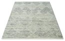 Ivory, Charcoal and Beige 8x10 hand knotted Geometrical wool Area rug by The Rug Decor