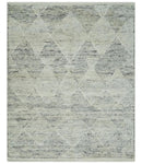 Ivory, Charcoal and Beige 8x10 hand knotted Geometrical wool Area rug by The Rug Decor