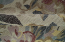 Ivory, Charcoal and Olive Floral Design 8x10 Colorful Hand Tufted wool rug