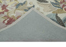 Ivory, Charcoal and Olive Floral Design 8x10 Colorful Hand Tufted wool rug
