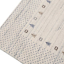 Ivory Contemporary Gabbeh Hand Loomed Wool Area Rug - Blue Brown Border by The Rug Decor