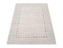 Ivory Contemporary Gabbeh Hand Loomed Wool Area Rug - Blue Brown Border by The Rug Decor